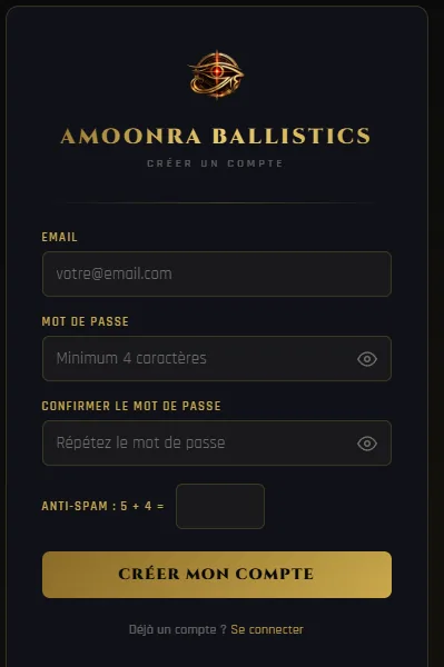Formulaire de création de compte